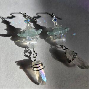 Quartz Selenite Flower Dangle Earrings